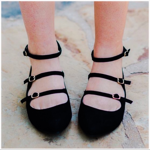 LC Lauren Conrad Black Strappy Ballet Flats 6.5 - Picture 2 of 7